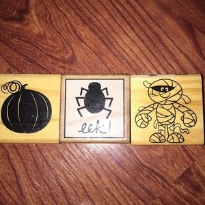 Halloween Wood Rubber Stamp Set